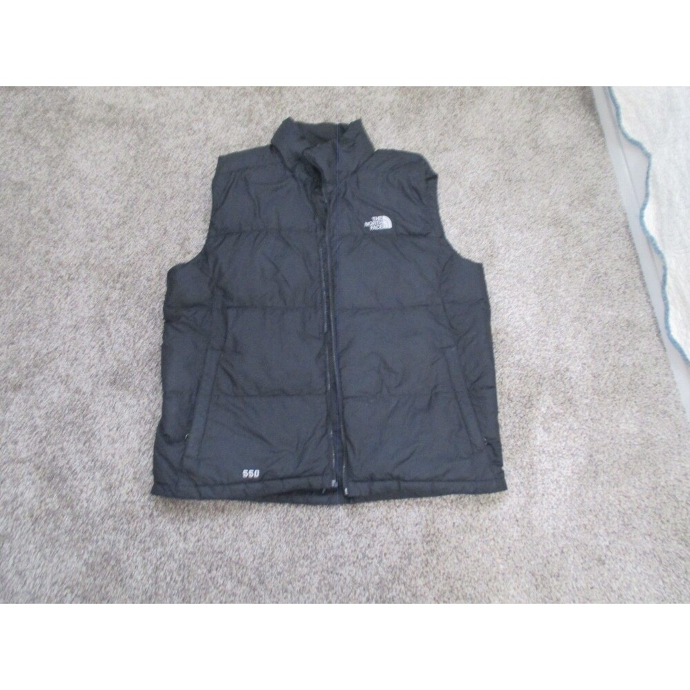 The North Face TNF Nupste 550 Goose Down Full Zip Puffer Vest Black size XL